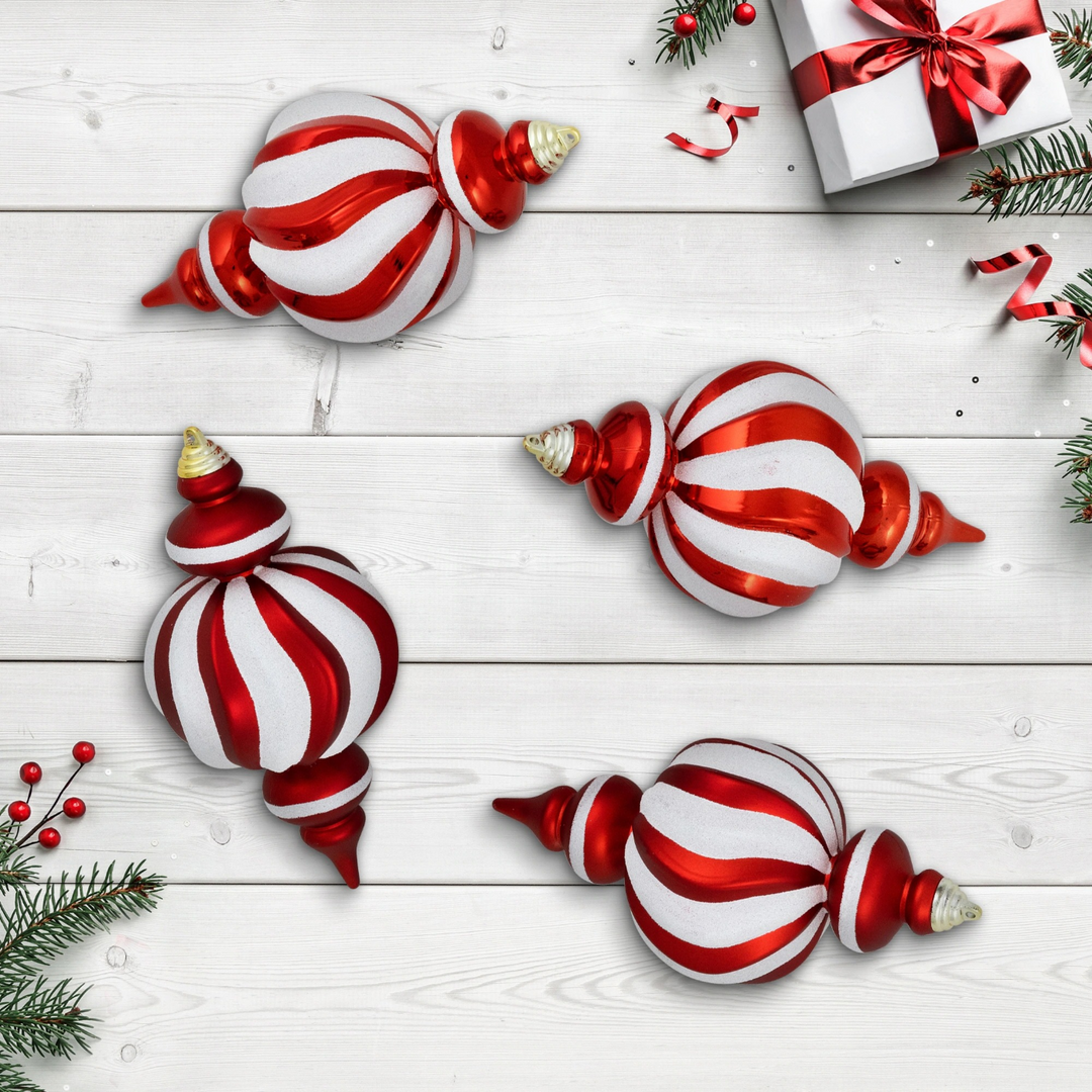 Ornament Christmas Ball Red White V