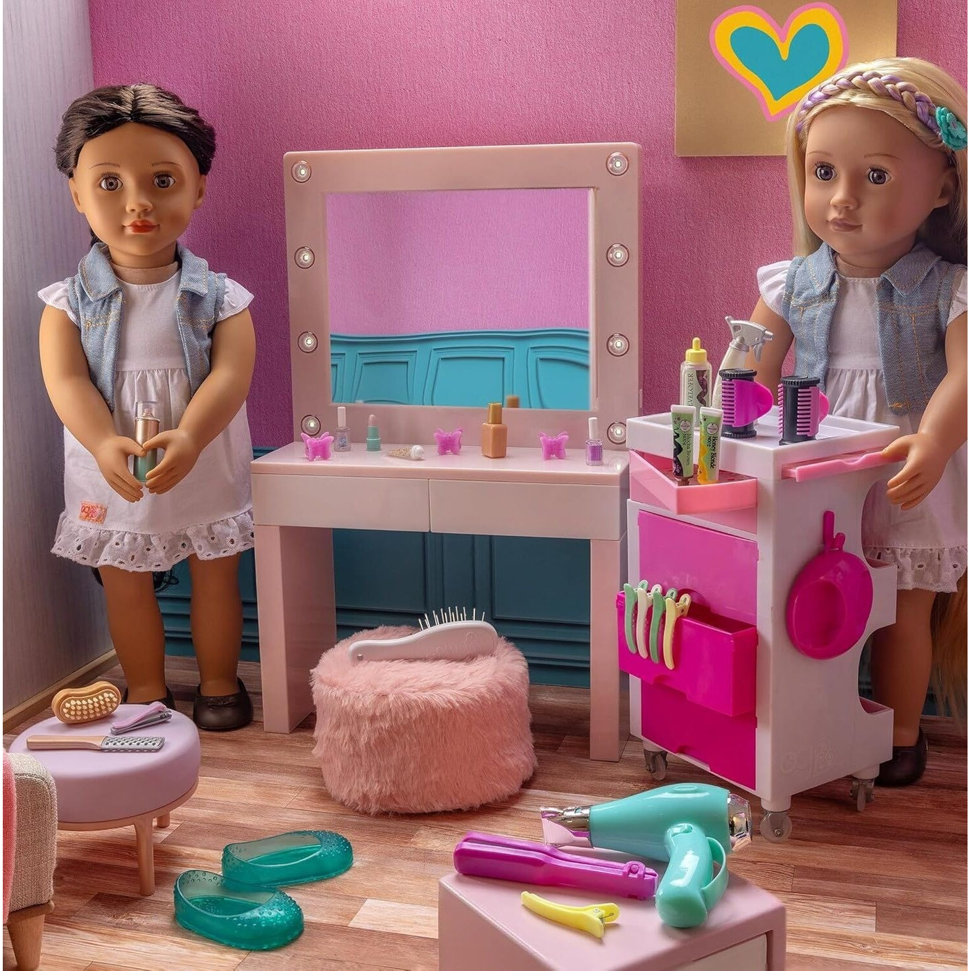 Our Generation Glam & Glow 46Cm Doll Vanity Table Our Generation Glam & Glow 46Cm Doll Vanity Table