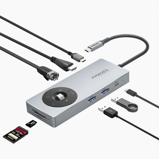 موزع USB-C متعدد المنافذ عالي السرعة 14 في 1 من PROMATE Comand Hub-Pro (100 واط)
