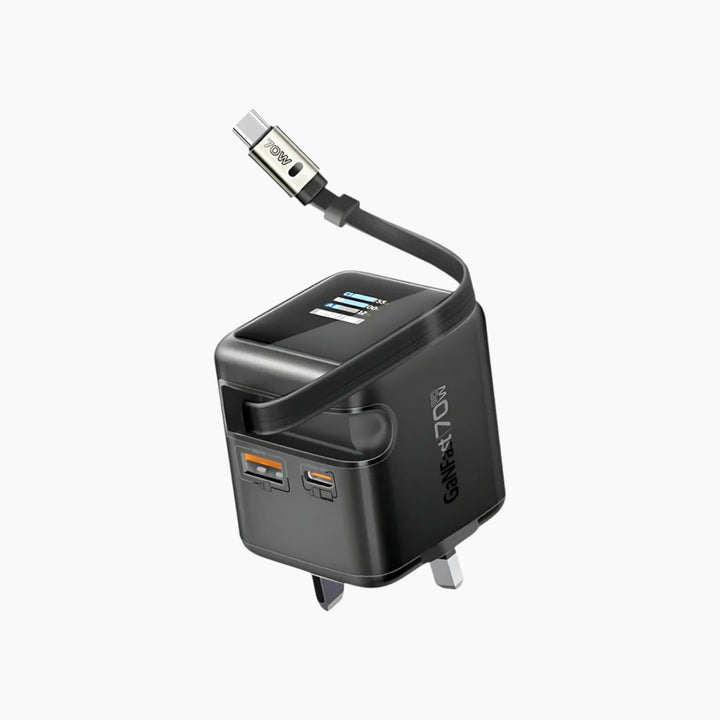 PROMATE Cubix-R70W wall charger adapter with retractable USB-C cable