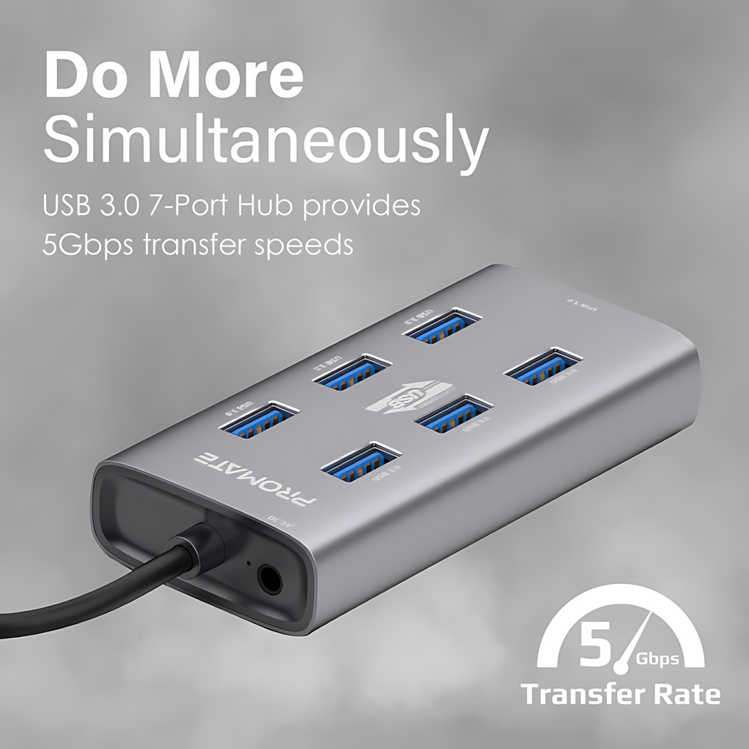 PROMATE EzHub-7 USB-C hub with 100W Power Delivery