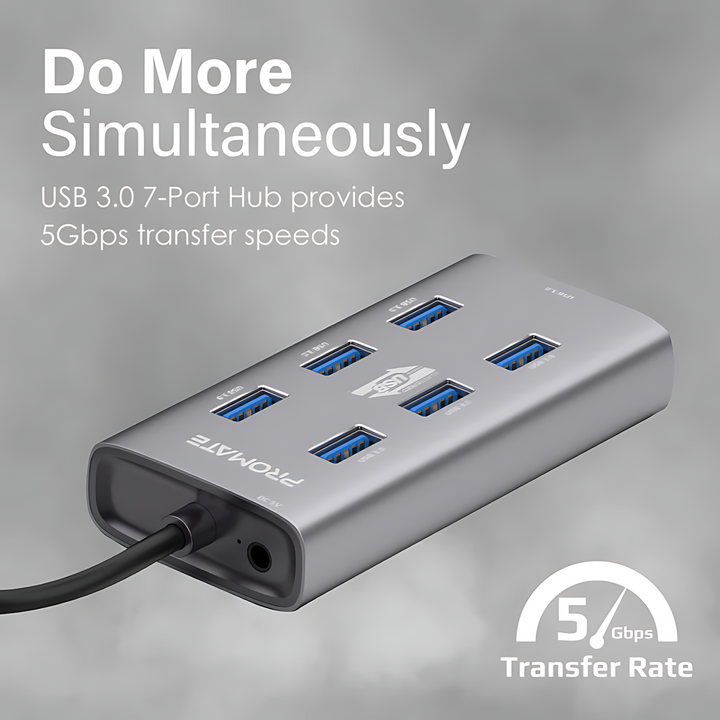 PROMATE EzHub-7 USB-C hub with 100W Power Delivery
