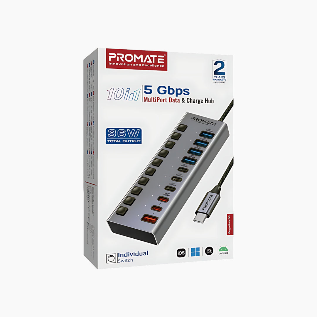 PROMATE GegaHub-5G 10-in-1 high-speed multi-port hub