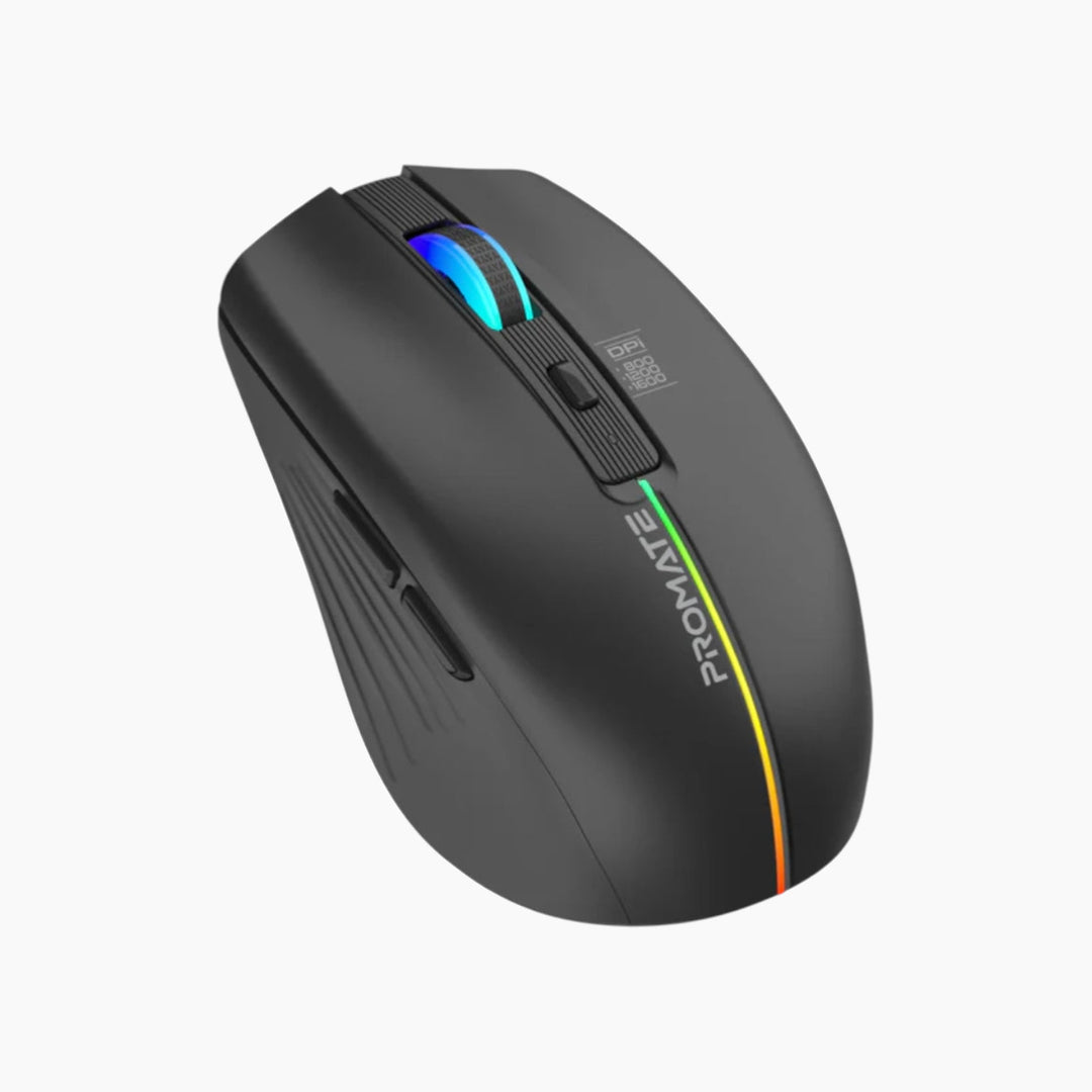 PROMATE Kitt wireless ergonomic mouse with rainbow LED lights