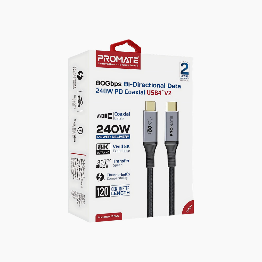 PROMATE PowerBolt 5-80G 1.2 meter USB-C charging cable