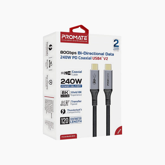 كابل شحن PROMATE PowerBolt 5-80G USB-C (1.2 متر)