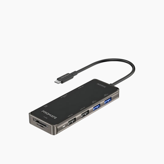 موزع USB-C متعدد المنافذ صغير الحجم من PROMATE PrimeHub-Go (100 واط)