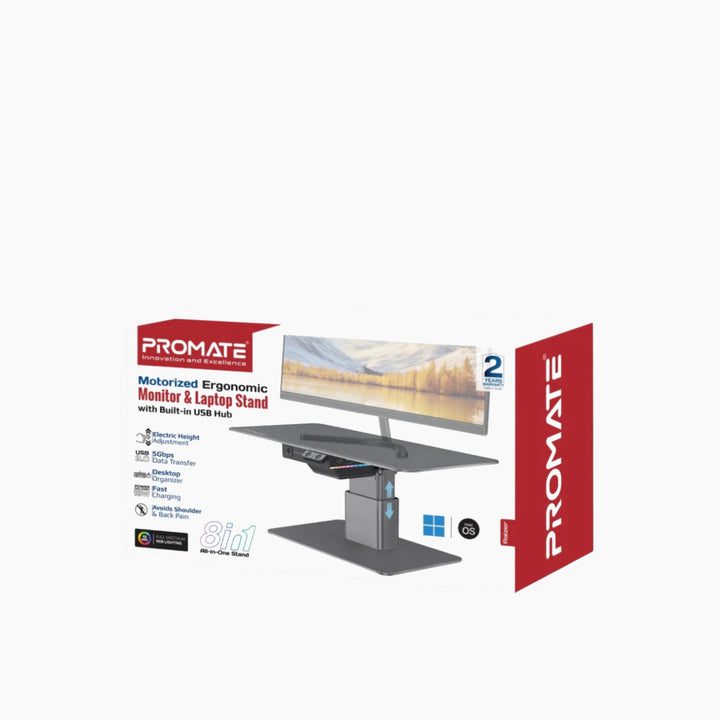PROMATE Raizer motorized ergonomic stand with built-in USB hub