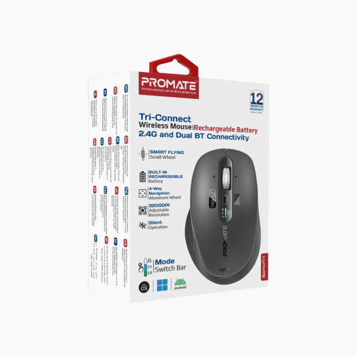 PROMATE SamoTri wireless mouse with rechargeable battery