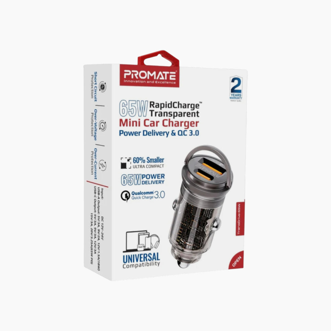 PROMATE TransDrive-65W Transparent Mini Car Charger