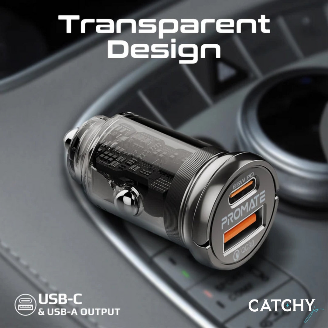 PROMATE TransDrive-65W Transparent Mini Car Charger