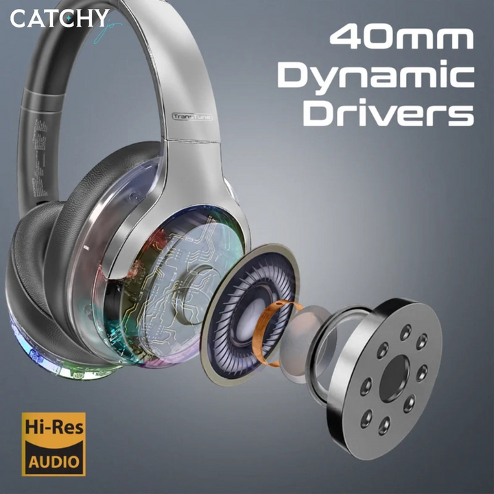 PROMATE TransTune Hi-Fi Stereo Wireless Headset with ANC and RGB lights
