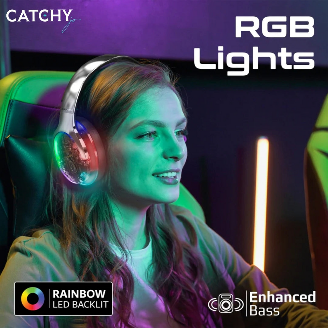 PROMATE TransTune Hi-Fi Stereo Wireless Headset with ANC and RGB lights