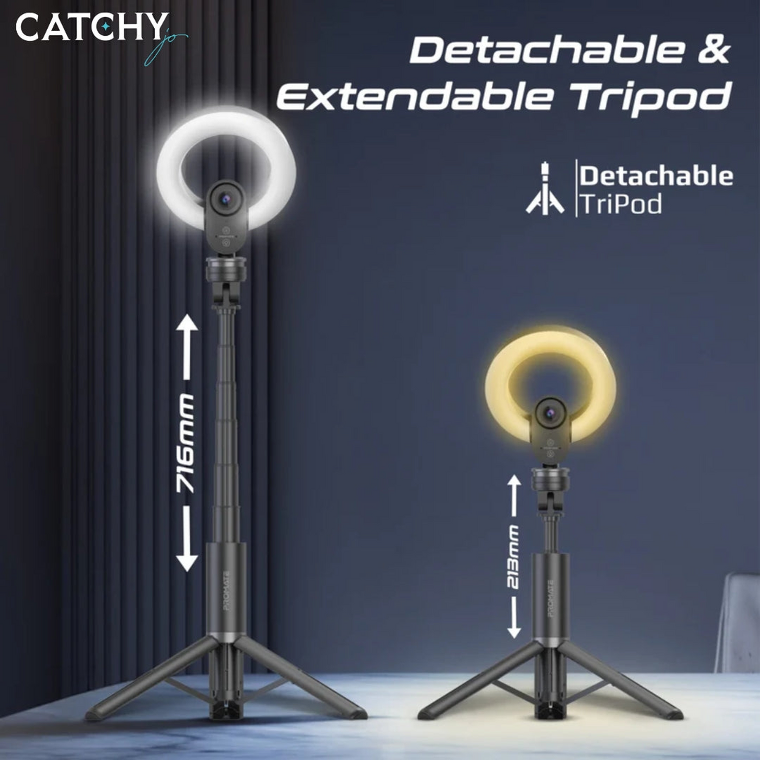 PROMATE VistaCam 2K Ultra-HD Webcam With Built-in Mic &amp; Ring Light