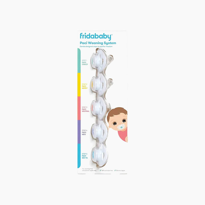 FridaBaby Paci Weaning System pacifier set with five orthodontic nipples