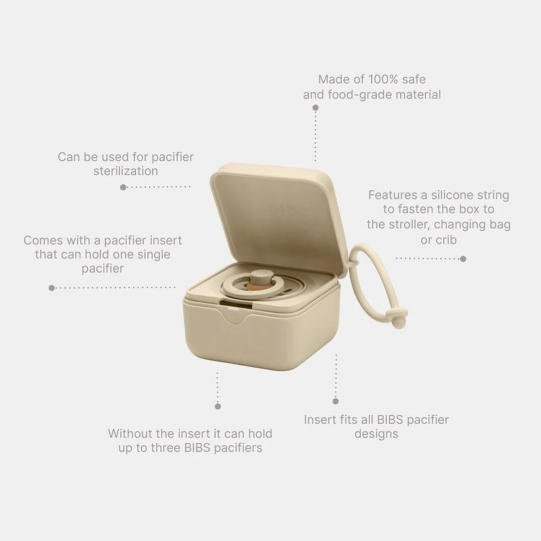 Bibs Pacifier Box for on-the-go storage and microwave sterilization