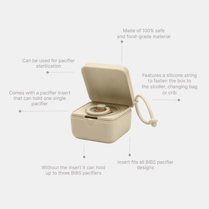 Bibs Pacifier Box for on-the-go storage and microwave sterilization