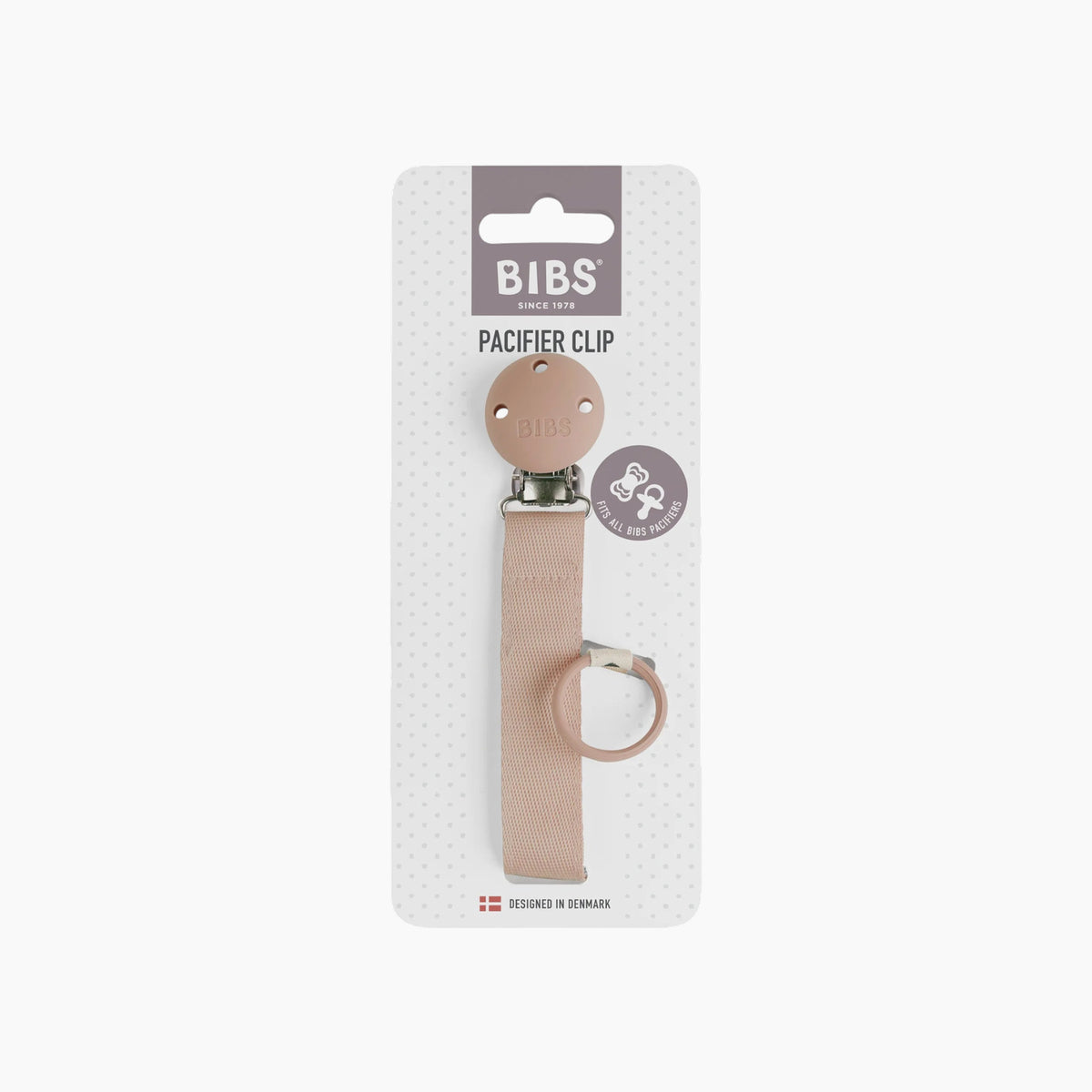 Bibs pacifier clip with blush ribbon
