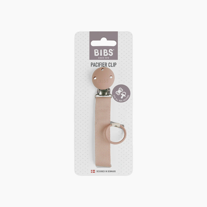 Bibs pacifier clip with blush ribbon