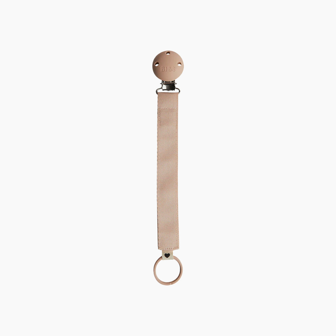 Bibs pacifier clip with blush ribbon and silicone ring