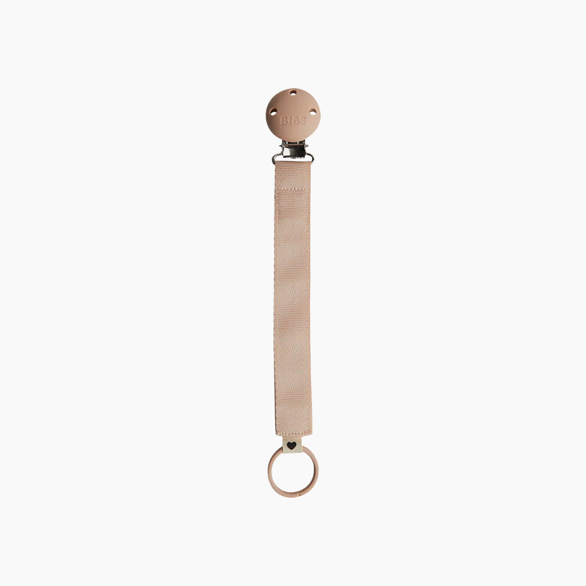 Bibs pacifier clip with blush ribbon and silicone ring