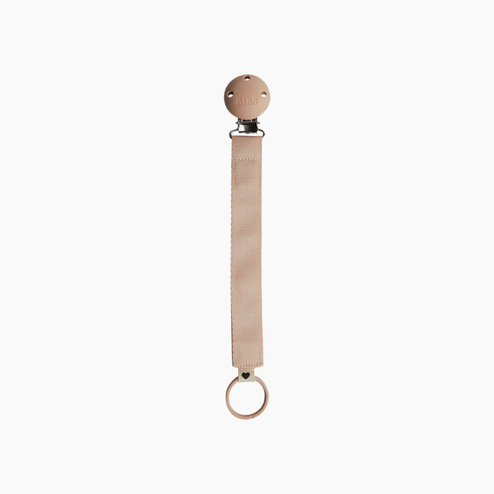 Bibs pacifier clip with blush ribbon and silicone ring