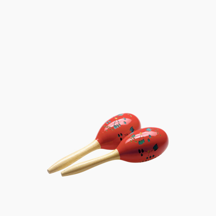 Stagg Pair Of Oval Wooden Maracas, Flower Finish