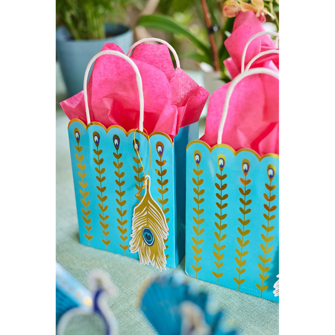 Ma Fete Peacock Feather Gift Bag - Set of 4