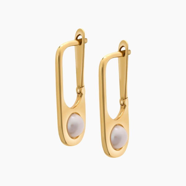 Joy Jewels Pearl Paperclip Earrings