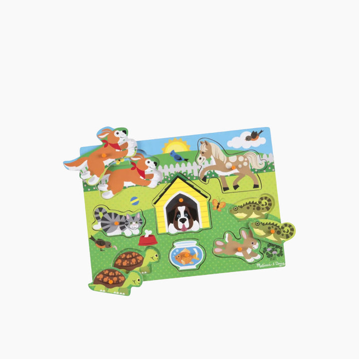 Melissa &amp; Doug 8-piece wooden pet peg puzzle for toddlers