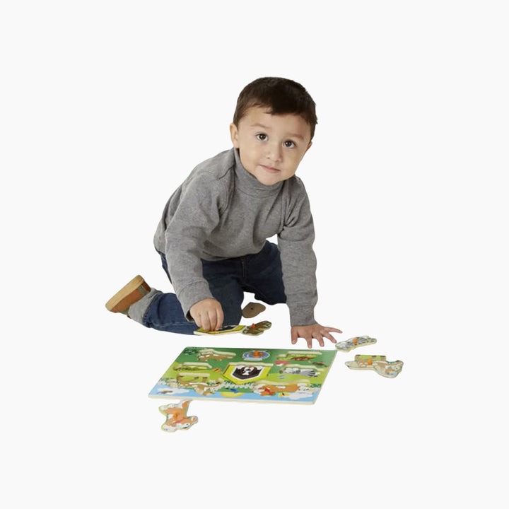 Melissa &amp; Doug 8-piece wooden pet peg puzzle for toddlers