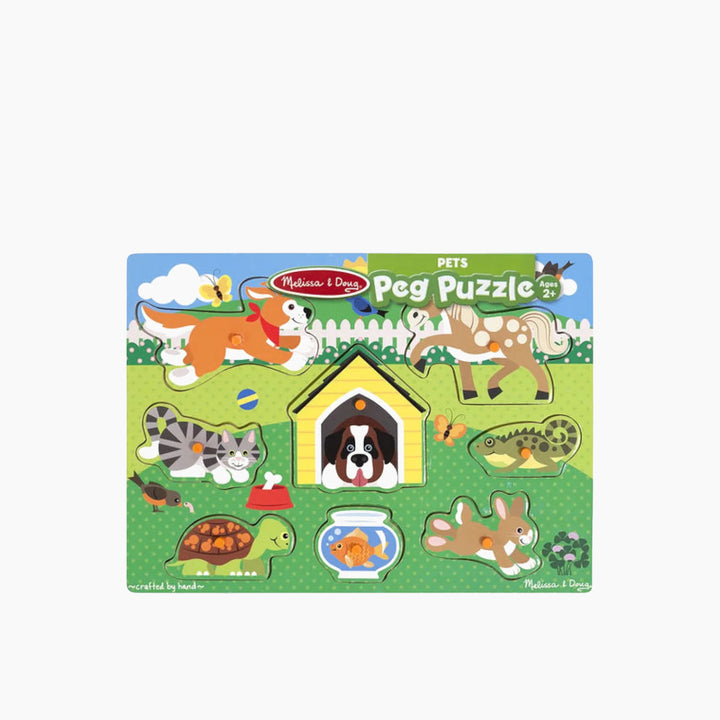 Melissa &amp; Doug 8-piece wooden pet peg puzzle for toddlers