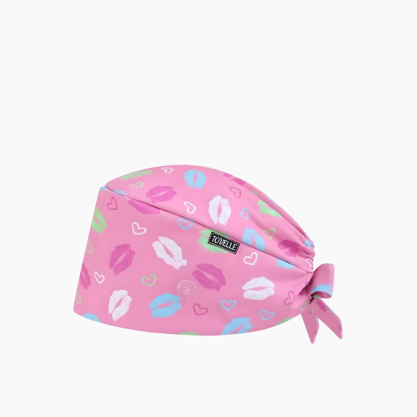 Pink Heart Pattern Scrub Caps
