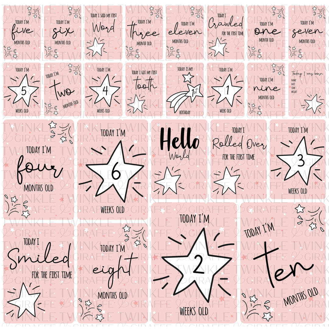 Twinkle &amp; Giraffe Milestone Cards Set of 25
