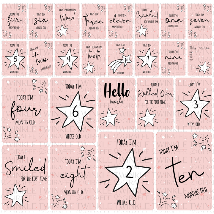 Twinkle &amp; Giraffe Milestone Cards Set of 25