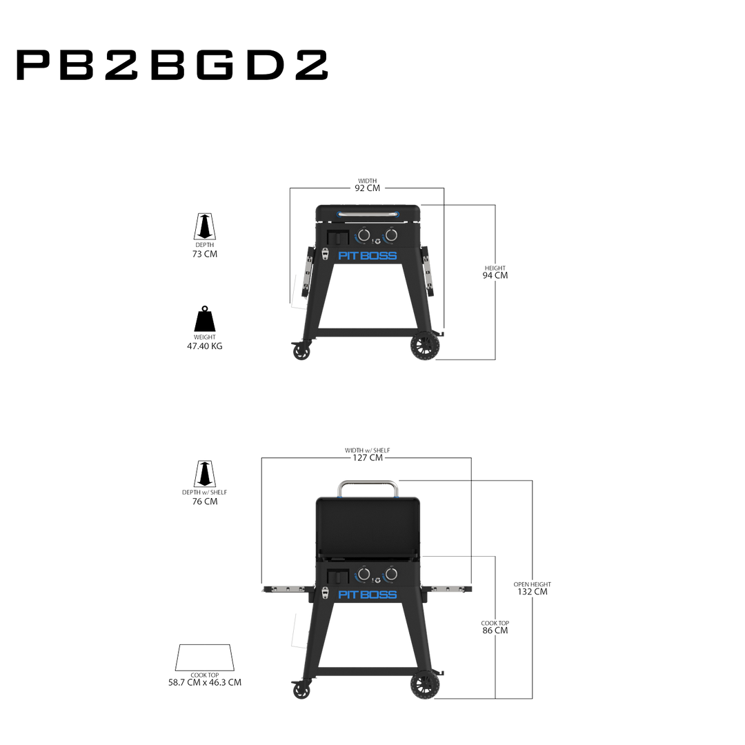 Pit Boss 2 Burner Griddle w Removable Top