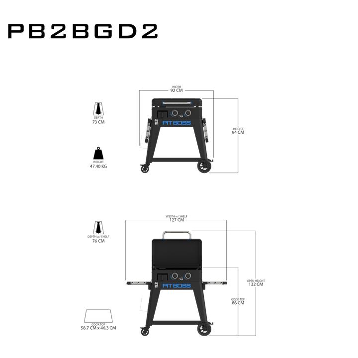 Pit Boss 2 Burner Griddle w Removable Top