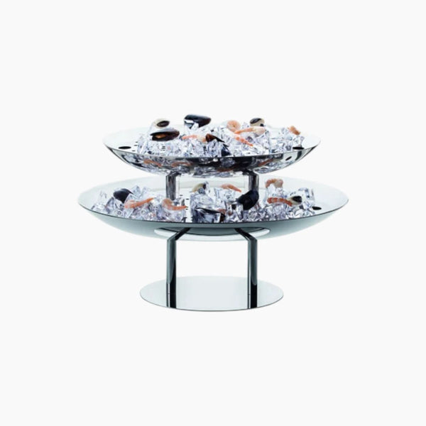 Mepra Elevated Two-Tier Oval Fruit Bowl Steel