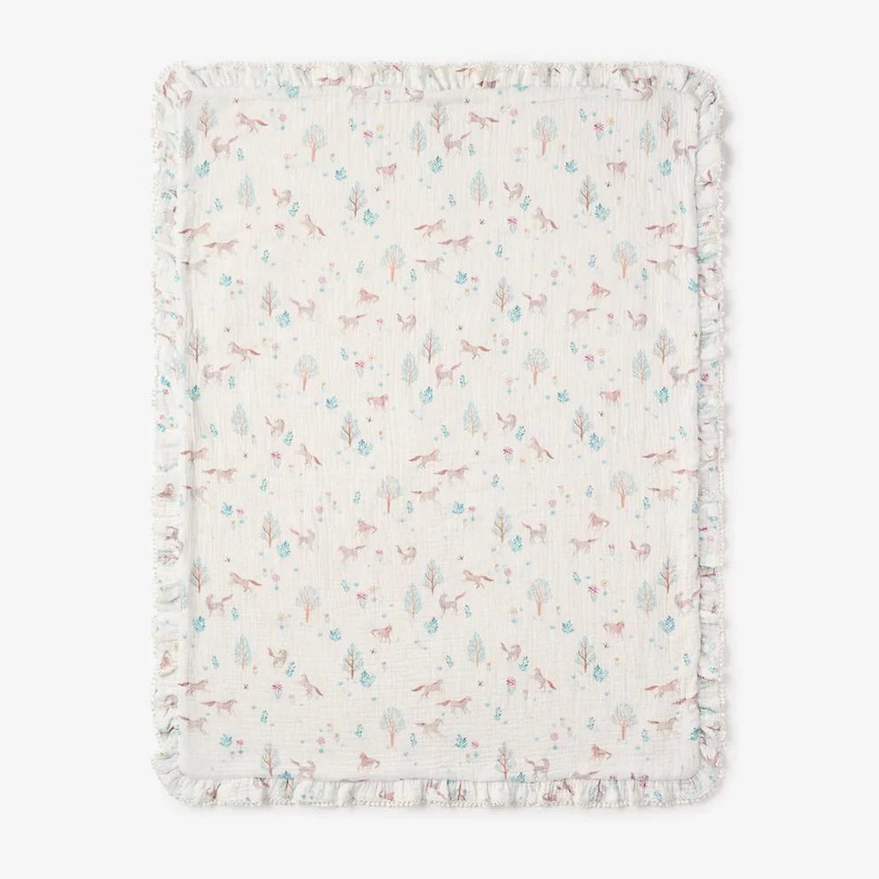 Elegant Baby Pony Meadow Organic Muslin Fur Back Blankie