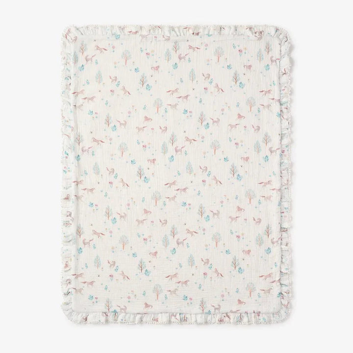 Elegant Baby Pony Meadow Organic Muslin Fur Back Blankie