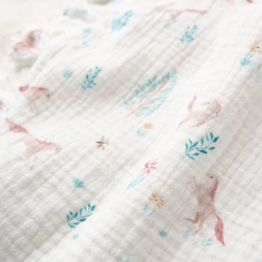 Bisou Petite Pony Meadow Organic Muslin Fur Back Blankie