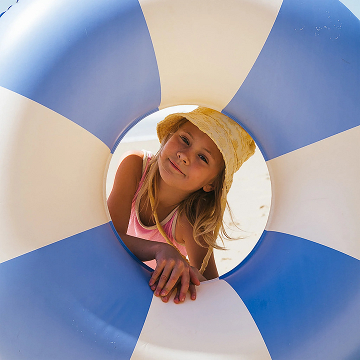 SunnyLife blue stripe inflatable pool ring