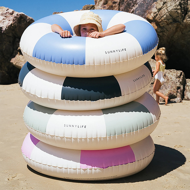 SunnyLife blue stripe inflatable pool ring