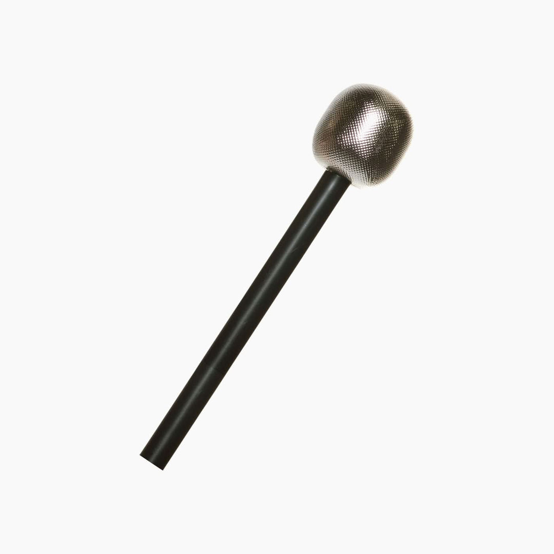 Silver microphone prop with realistic metallic finish