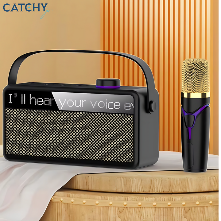 C.JO portable Bluetooth speaker with lyrics display and microphone