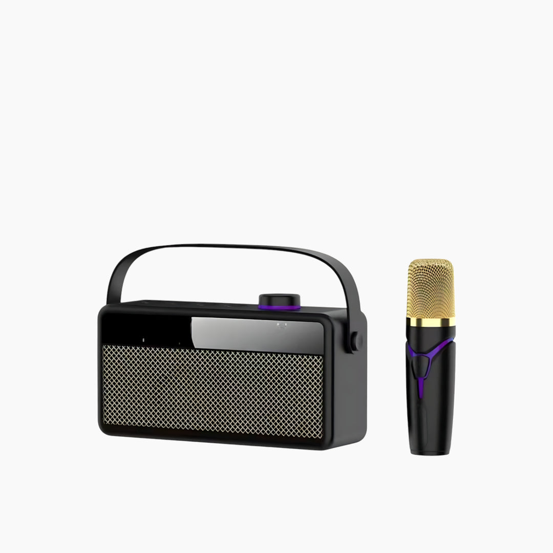Portable Bluetooth speaker with lyrics display and microphone