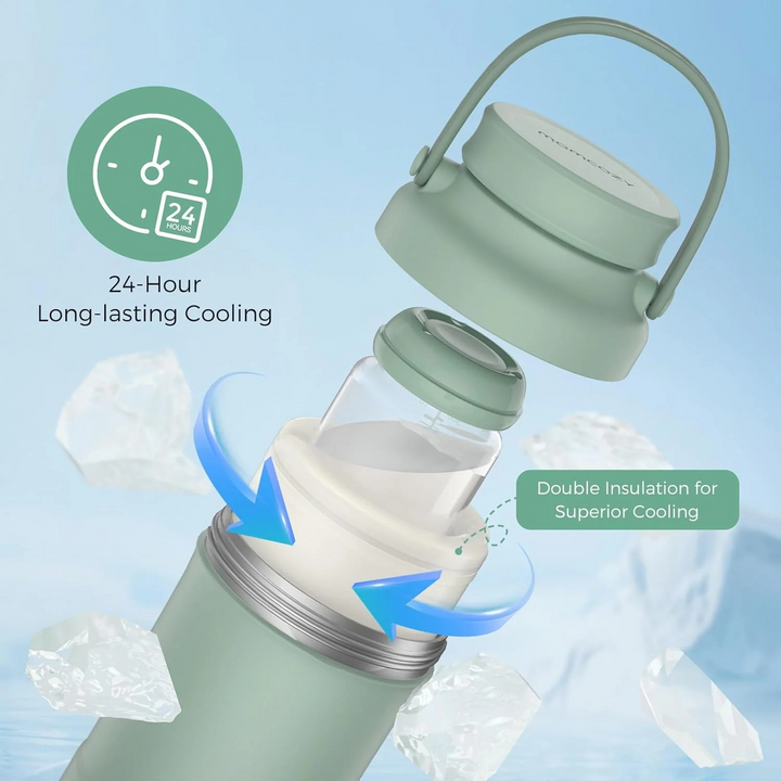 Momcozy 650 ML portable breast milk cooler in green