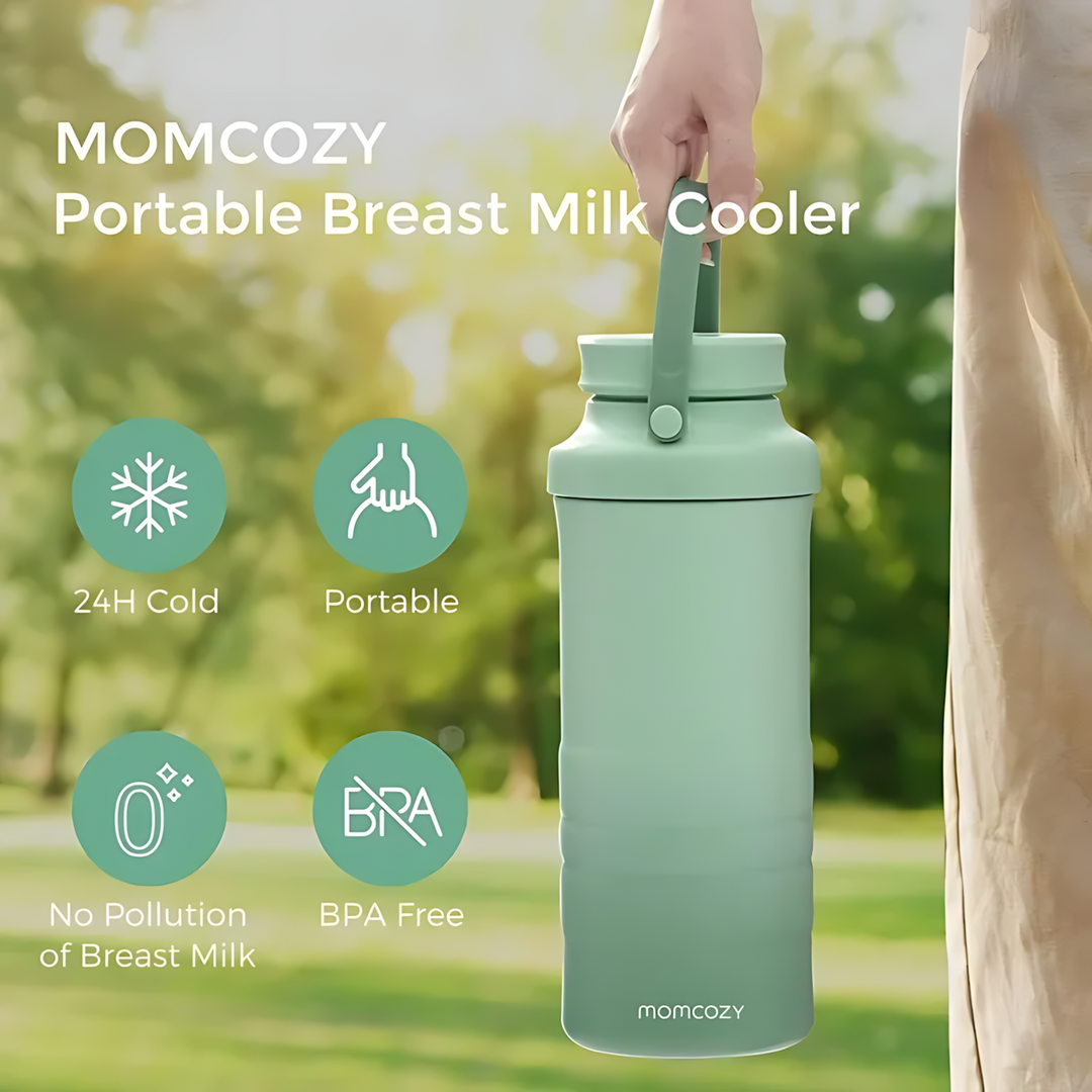 Momcozy 650 ML portable breast milk cooler in green