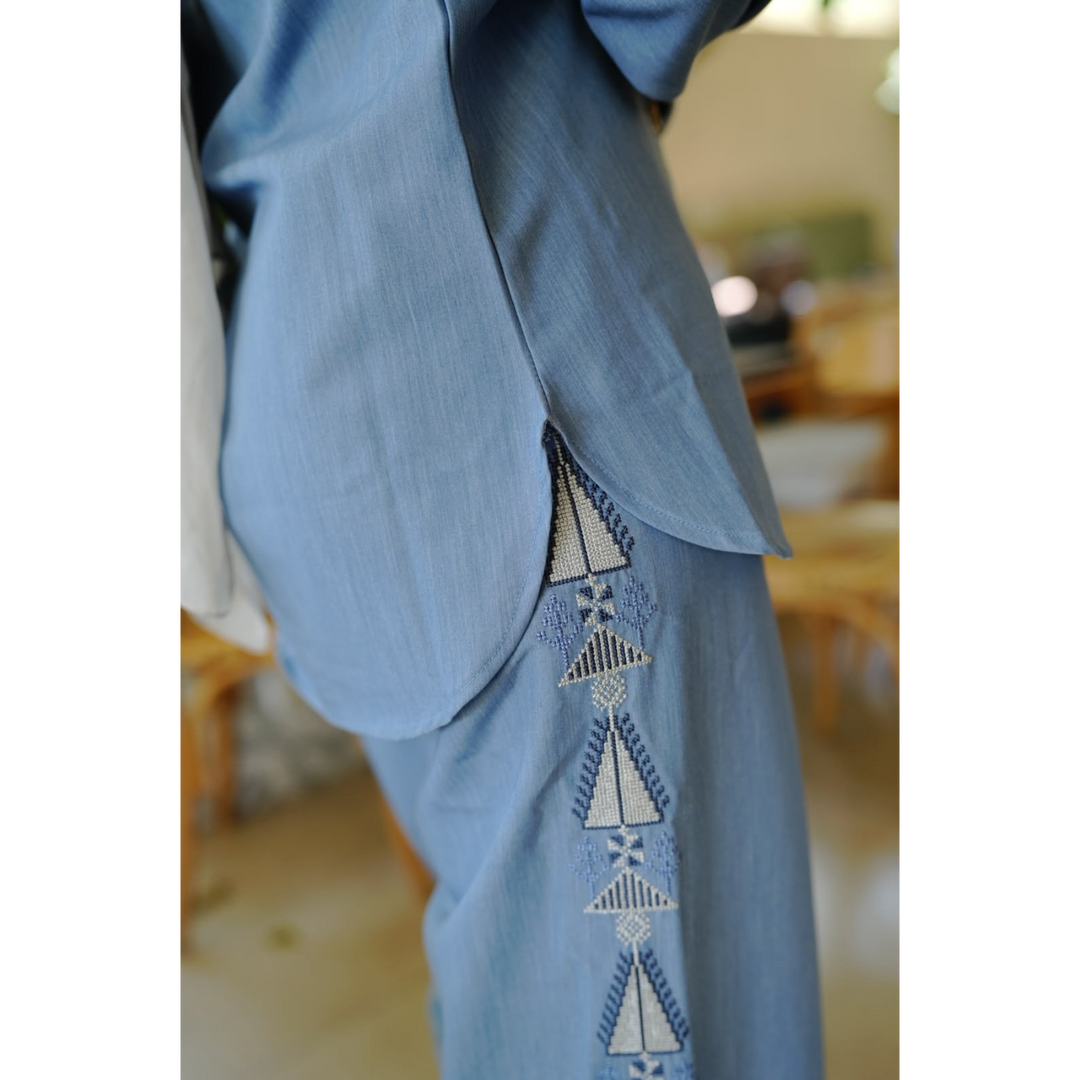 Amaara Powder Blue Tatreez Set