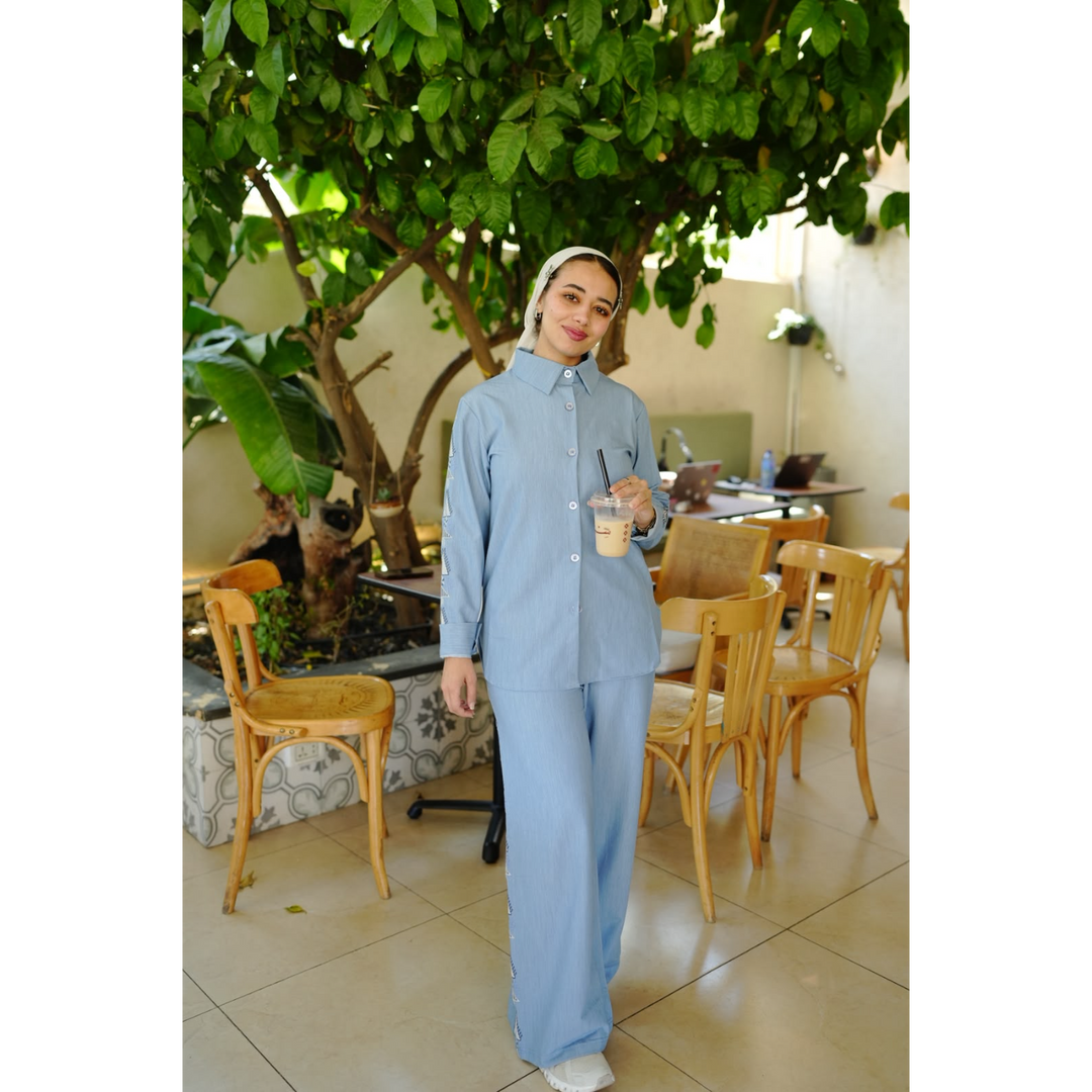 Amaara Powder Blue Tatreez Set